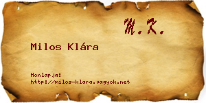 Milos Klára névjegykártya